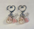 Pink themed polymer clay bunny keychain, with customizable letter