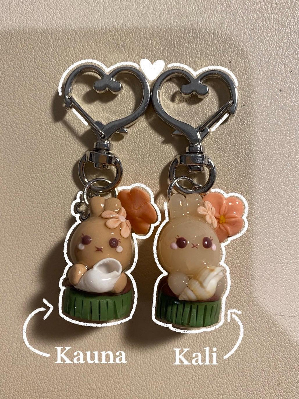 Kali and Kauna, the Hawaiian bunny keychains