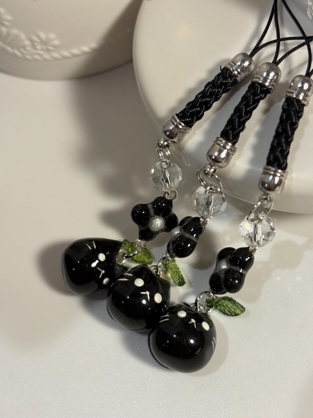 Luna, the Black Siberian Cat. Handmade Clay Keychain