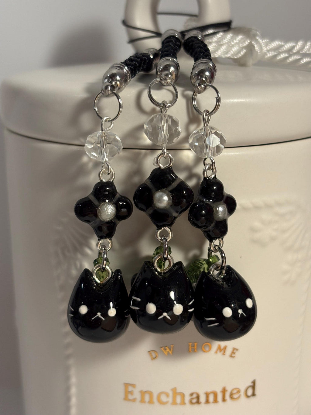 Luna, the Black Siberian Cat. Handmade Clay Keychain